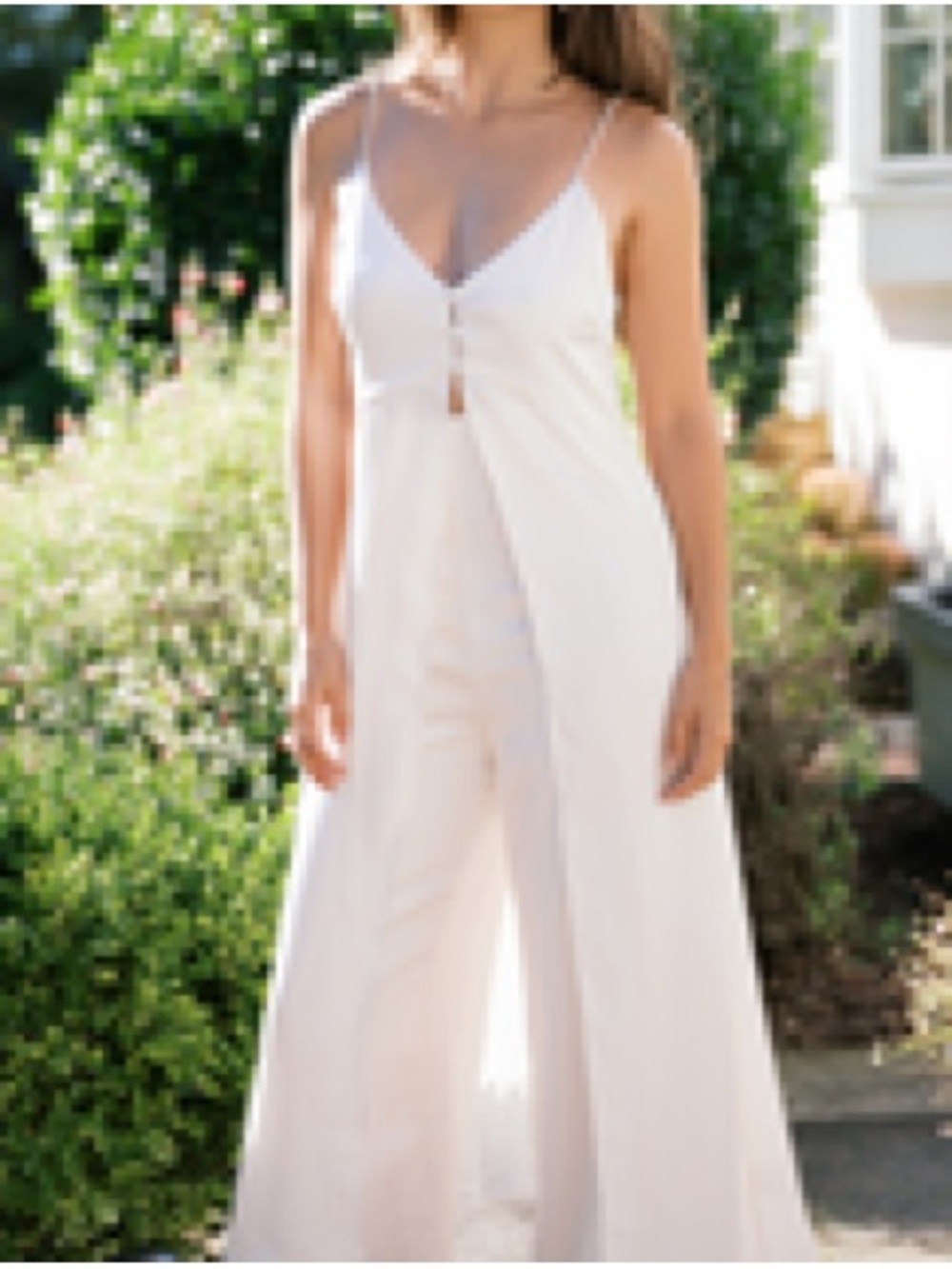 Women’s Cream Wide-Leg Jumpsuit with Overlay